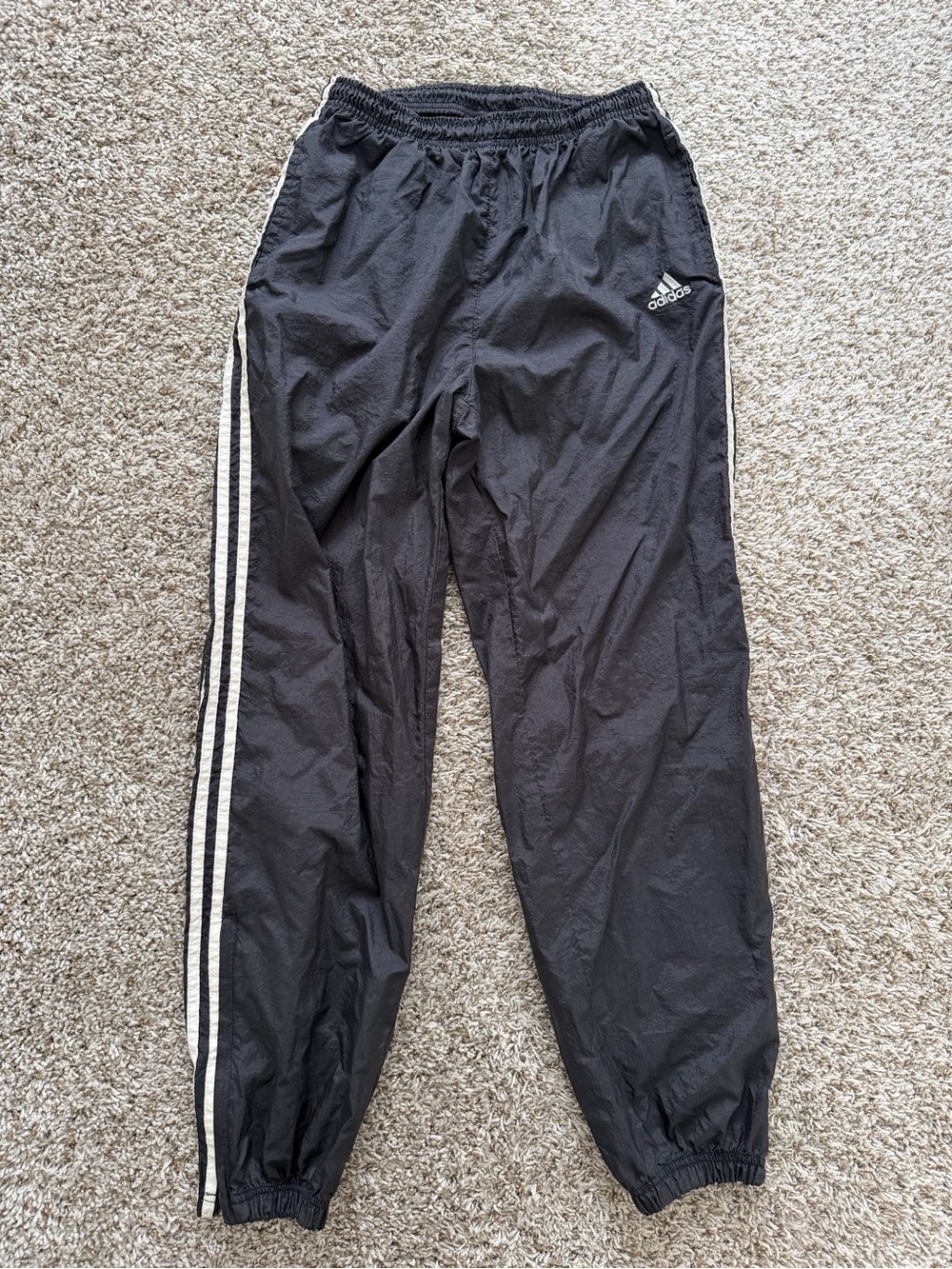 Adidas Men’s' Black Track Pants with White Stripes